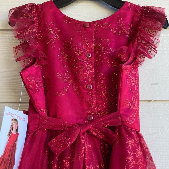 Glittery Jona Michelle Kids Red Dress - Picture 5 of 12